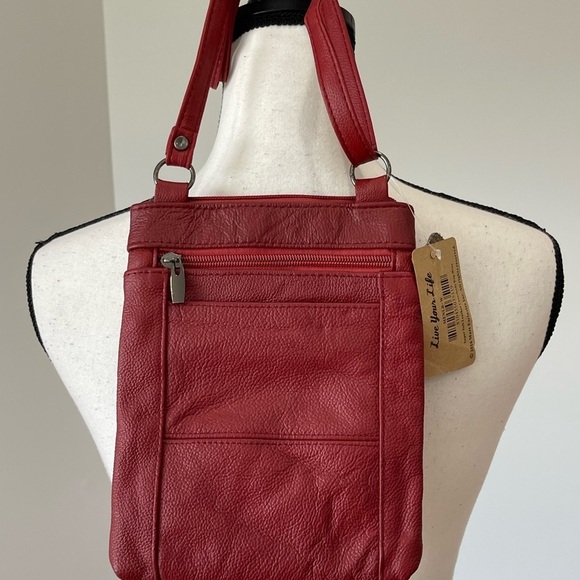 Maze Exclusive Leather Crossbody bag purse zippered multi pocket work casual NWT - Picture 12 of 16